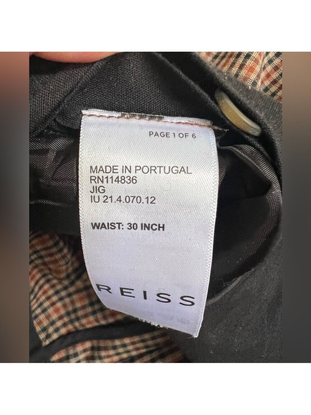 Reiss Brown Orange Mini Plaid Cuffed Tapered Trousers Pants
Size 30 - Picture 10 of 13
